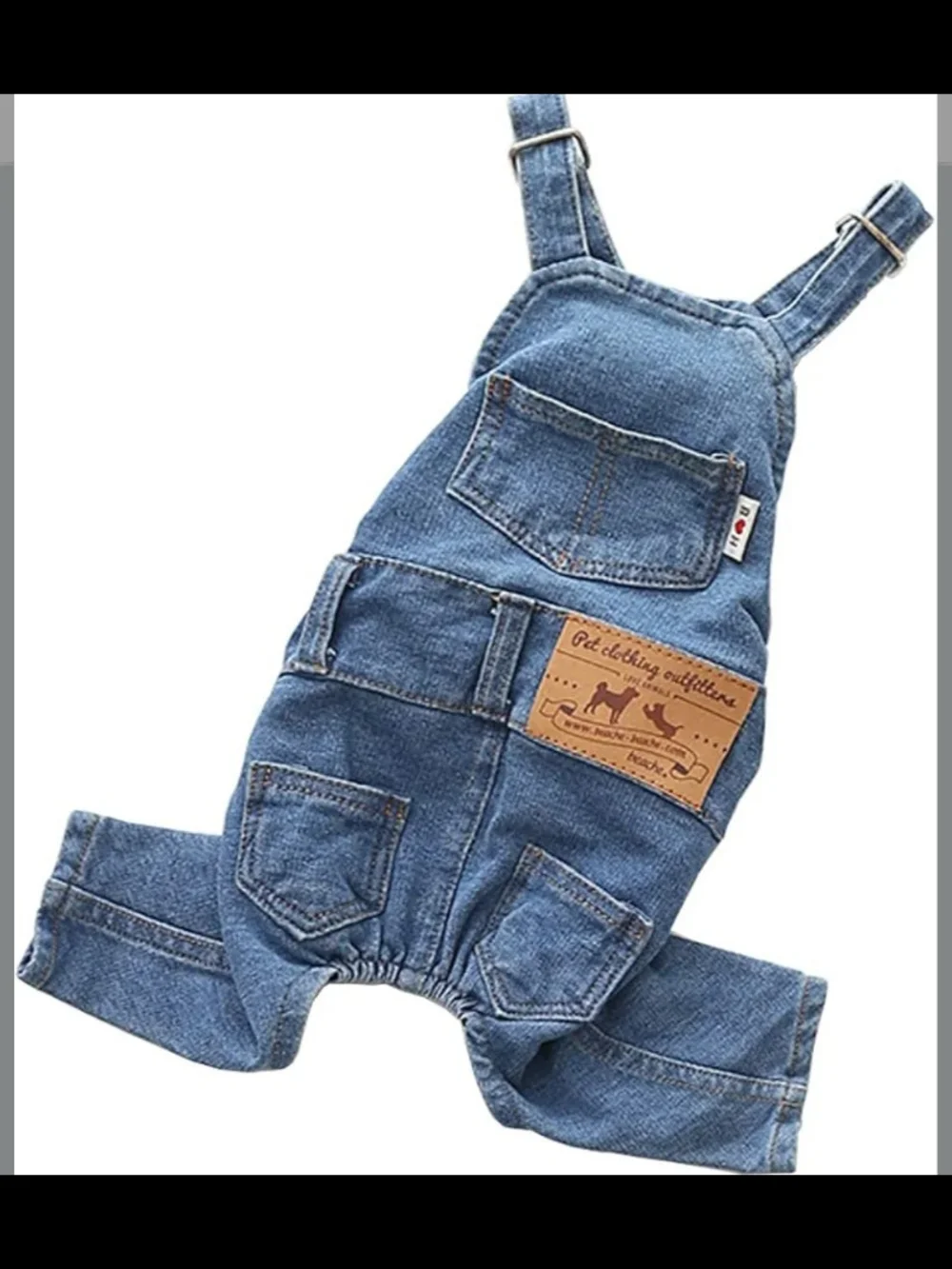 Pet Clothes Elastic Jeans Overalls Washed Denim Cute Style for 🐶 Dogs Size S
